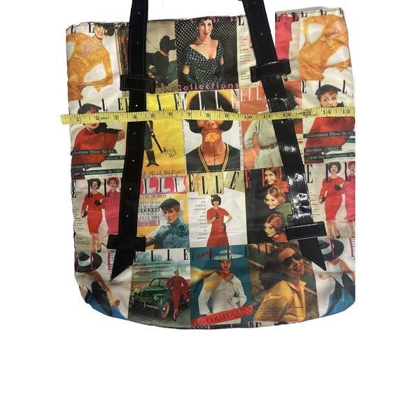 Vintage Elle Magazine Retro Cover Girl Fabric Tote Bag Purse - Picture 3 of 5